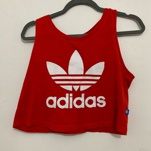 red adidas logo crop top